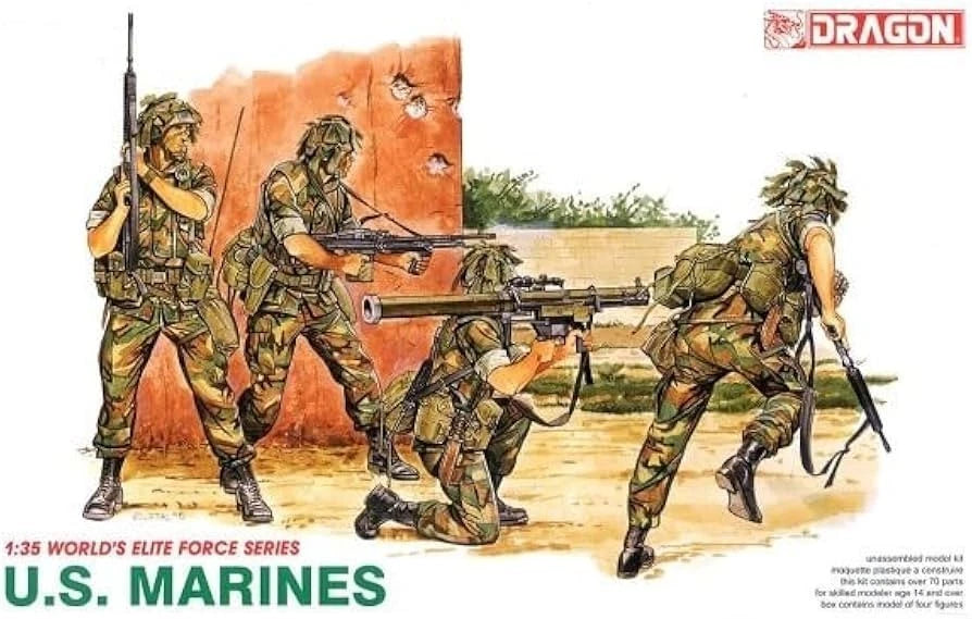 1/35 US Marines 4 Hand Painted Miniature Figures Modern Combat Diorama Set