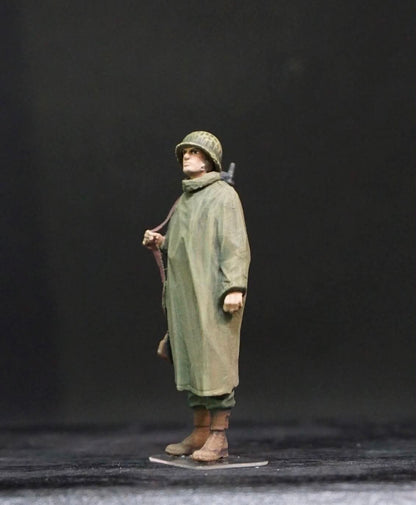1/35 WWII US Soldiers Rainwear Figure Set, Hand Painted American Army Military Miniatures, 5 Figures for WW2 Diorama
