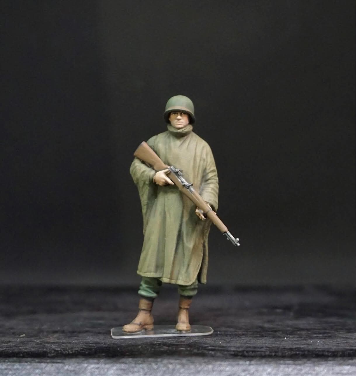 1/35 WWII US Soldiers Rainwear Figure Set, Hand Painted American Army Military Miniatures, 5 Figures for WW2 Diorama