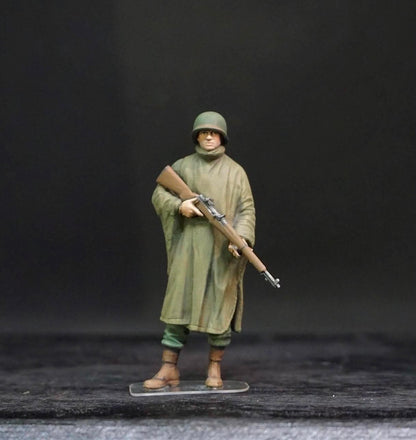 1/35 WWII US Soldiers Rainwear Figure Set, Hand Painted American Army Military Miniatures, 5 Figures for WW2 Diorama