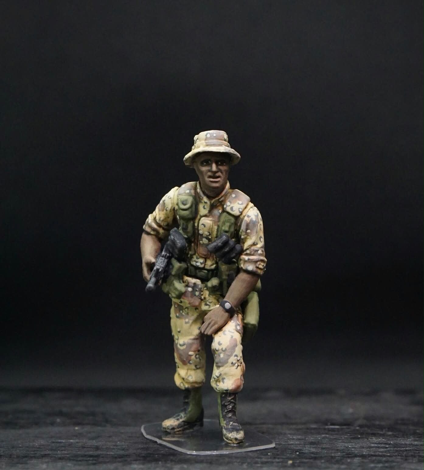 1/35 U.S. 82nd Airborne Figure Set, Hand Painted Modern Military Soldiers, Resin Miniatures for Military Diorama, Scale Model Display