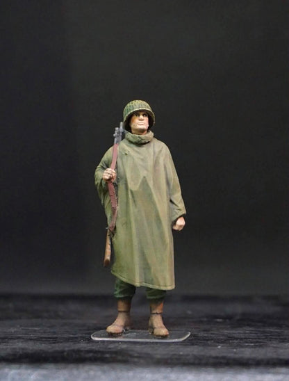 1/35 WWII US Soldiers Rainwear Figure Set, Hand Painted American Army Military Miniatures, 5 Figures for WW2 Diorama