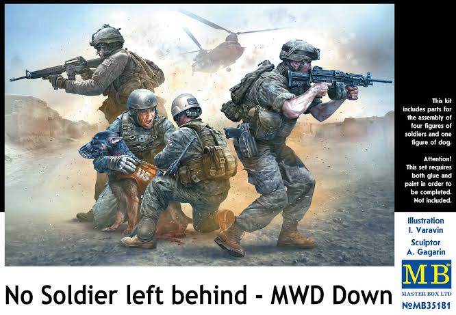 1/35 No Soldier Left Behind MWD Down Hand Painted Military Figure Set, Modern Army Soldiers for Military Diorama, Resin Model Display