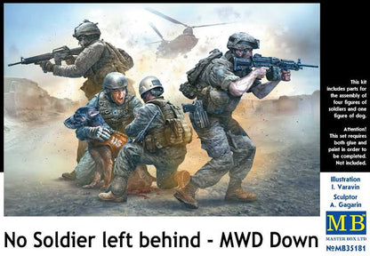 1/35 No Soldier Left Behind MWD Down Hand Painted Military Figure Set, Modern Army Soldiers for Military Diorama, Resin Model Display