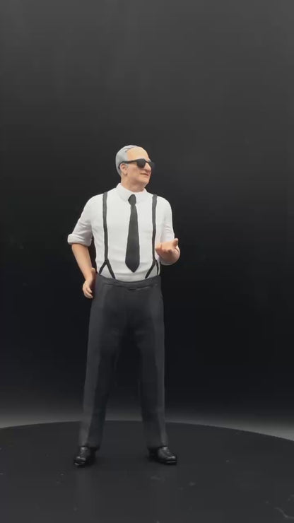 1:18 Scale Enzo Ferrari Figure, Hand-Painted Diorama Model Car