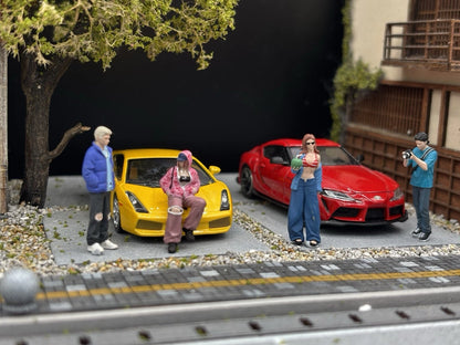 1/64 Realistic Lifestyle Ver 3, 4 People Hand Painted Figures Diecast Diorama