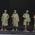 1/35 WWII US Soldiers Rainwear Figure Set, Hand Painted American Army Military Miniatures, 5 Figures for WW2 Diorama