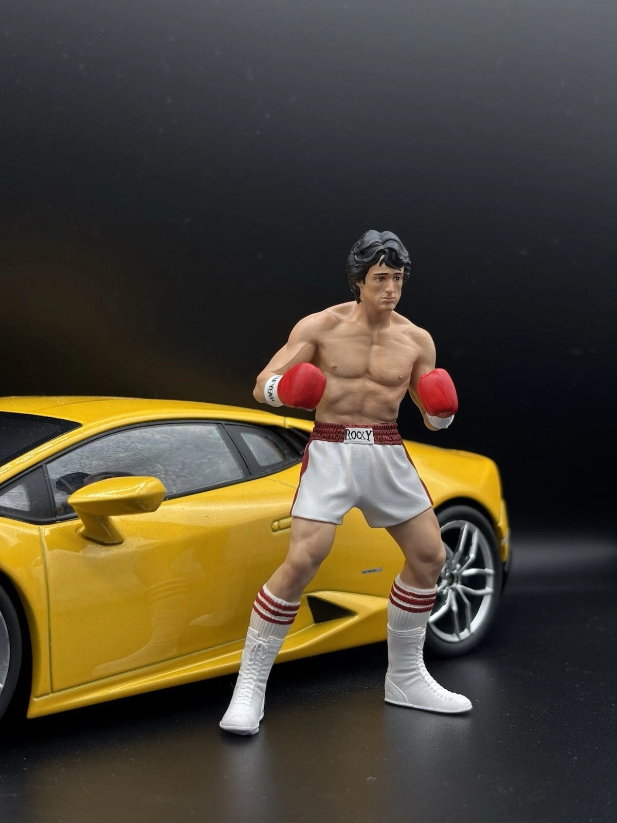 1/18 Rocky Balboa Boxer Movie Figure, Diorama for Diecast Cars