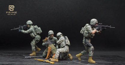 1/35 No Soldier Left Behind MWD Down Hand Painted Military Figure Set, Modern Army Soldiers for Military Diorama, Resin Model Display
