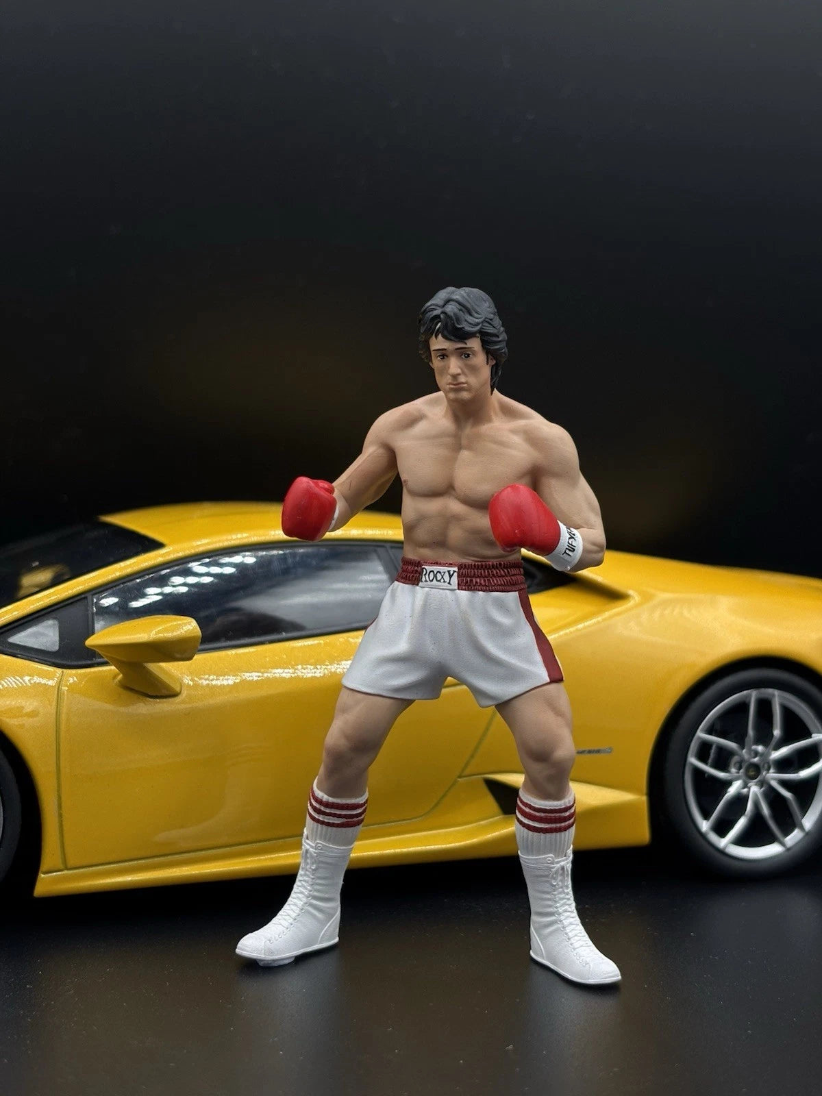 1/18 Rocky Balboa Boxer Movie Figure, Diorama for Diecast Cars