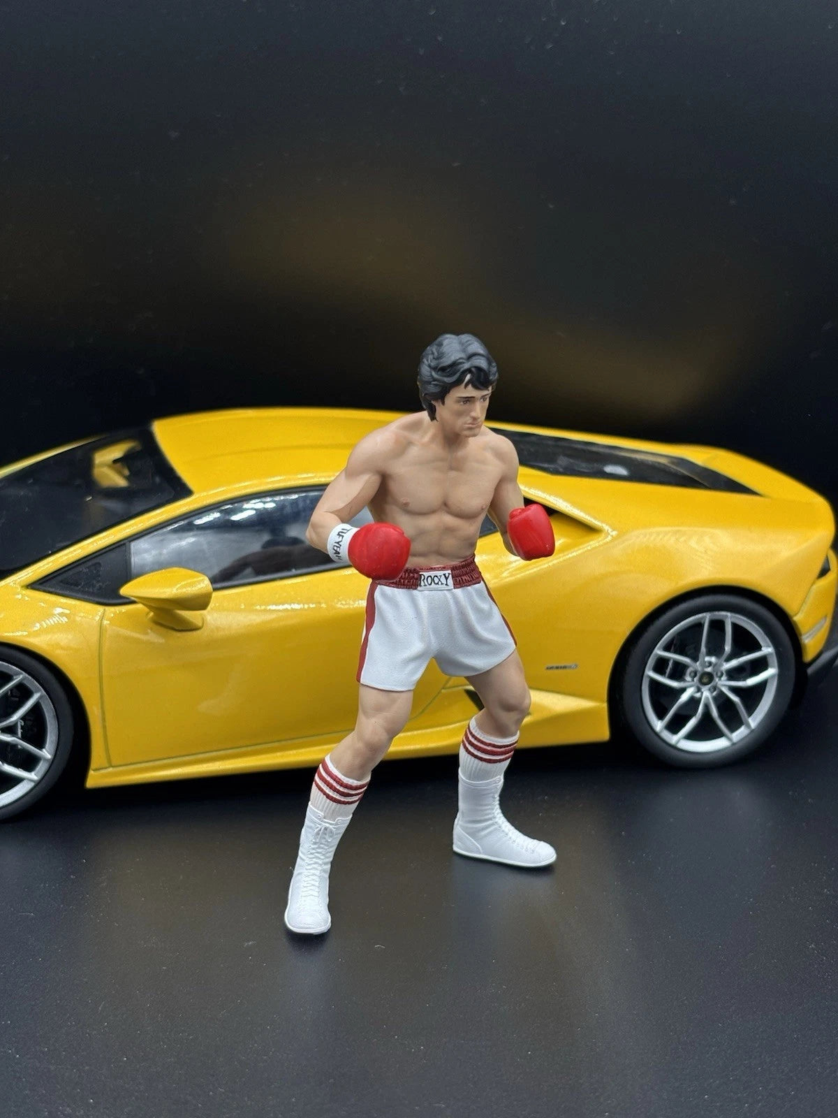 1/18 Rocky Balboa Boxer Movie Figure, Diorama for Diecast Cars