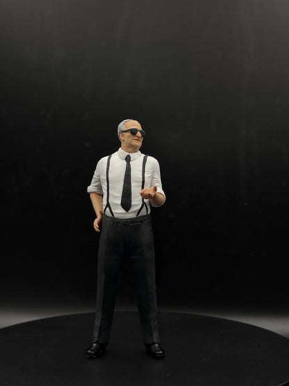 1:18 Scale Enzo Ferrari Figure, Hand-Painted Diorama Model Car