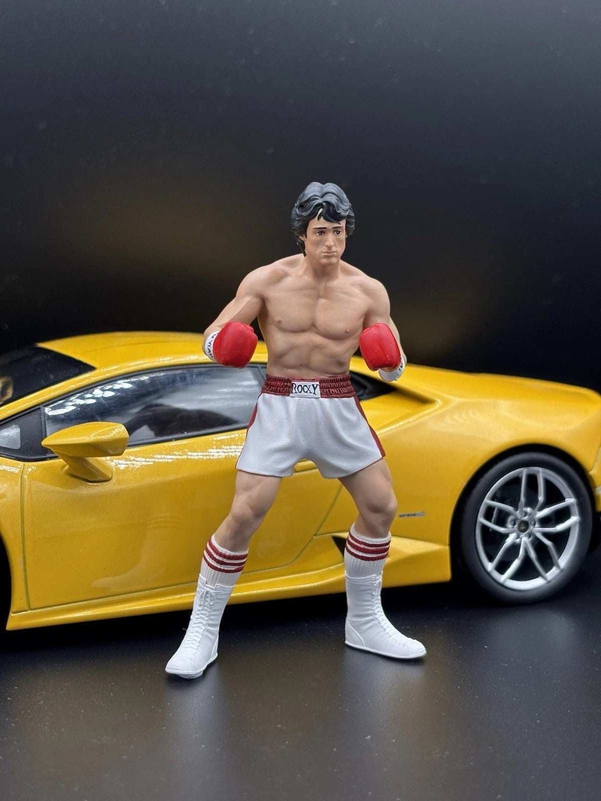 1/18 Rocky Balboa Boxer Movie Figure, Diorama for Diecast Cars