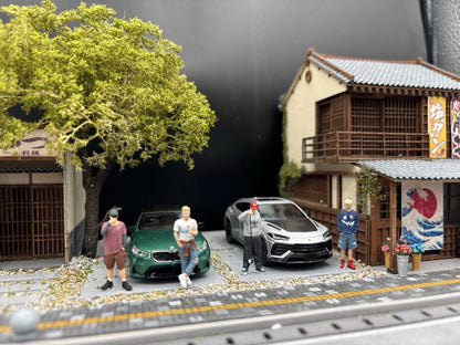 1/64 Realistic Lifestyle Ver 5, 4 People Hand Painted Figures Diecast Diorama