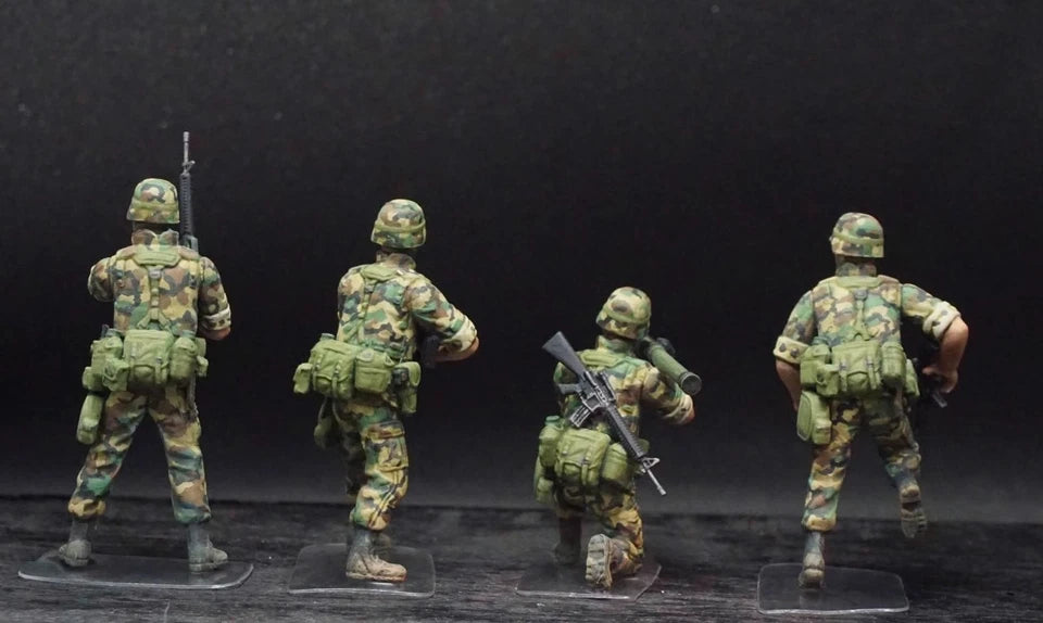 1/35 US Marines 4 Hand Painted Miniature Figures Modern Combat Diorama Set