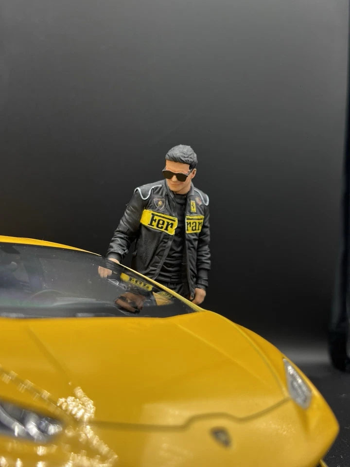 1/18 Sports Car Enthusiast Male Figure Diorama for Diecast Cars